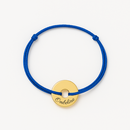 Bracelet homme personnalisé en cordon avec médaille anneau