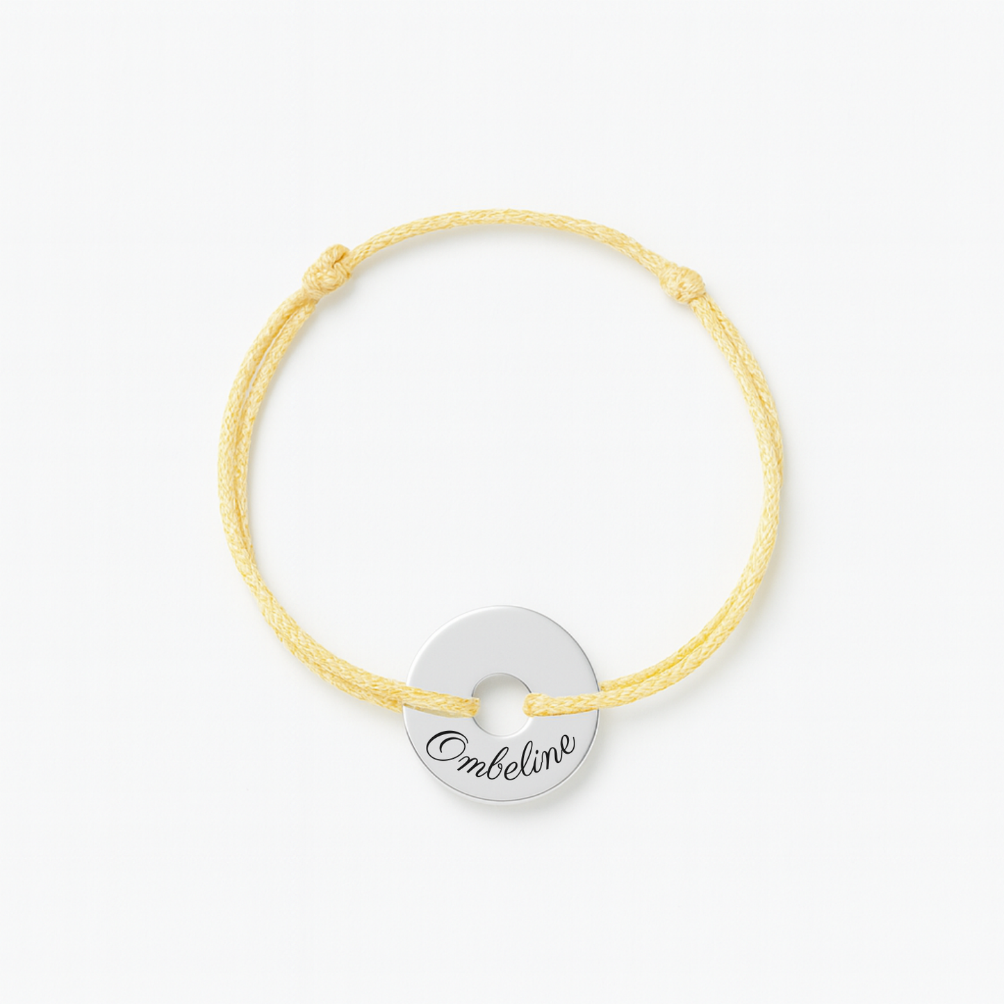 Bracelet personnalisé en cordon brillant avec médaille ronde