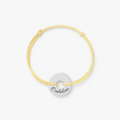 Bracelet personnalisé en cordon brillant avec médaille ronde