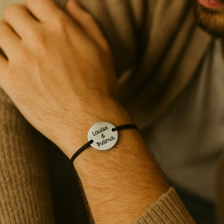 Bracelet homme personnalisé avec médaille à graver
