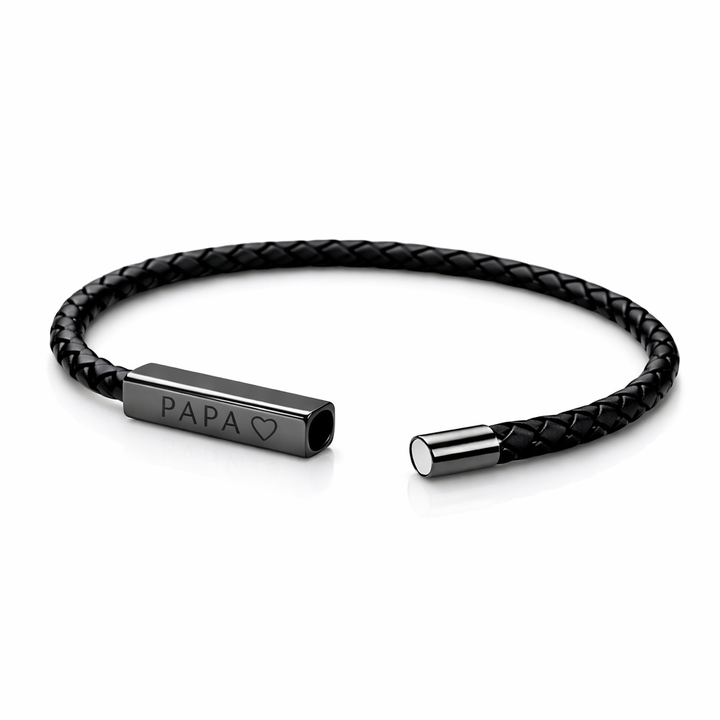 Bracelet papa cuir homme – Bijou gravé prêt à offrir