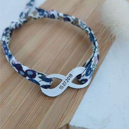 Bracelet personnalisé liberty avec signe infini - Cadeau naissance personnalisé