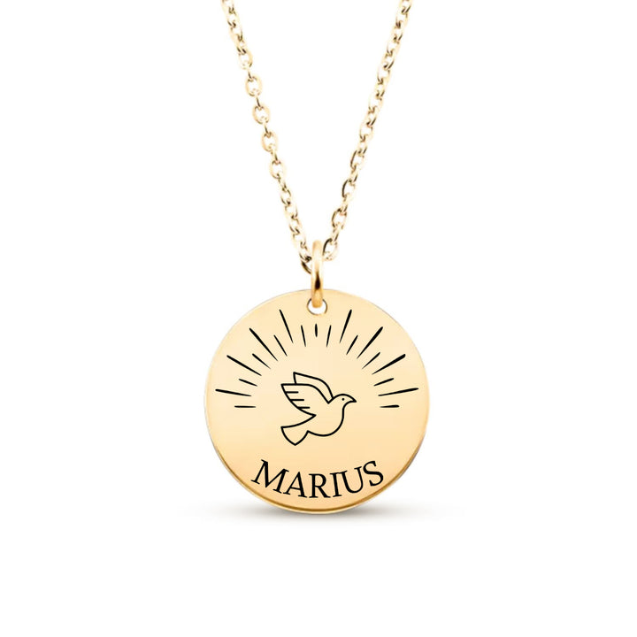 Collier classique avec colombe pour baptême