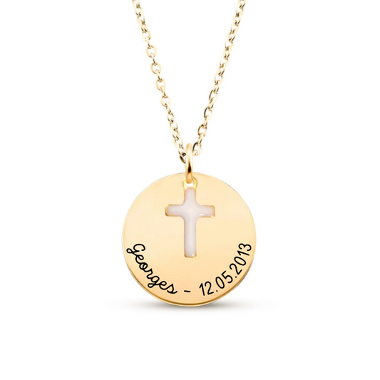 Collier avec croix en émail