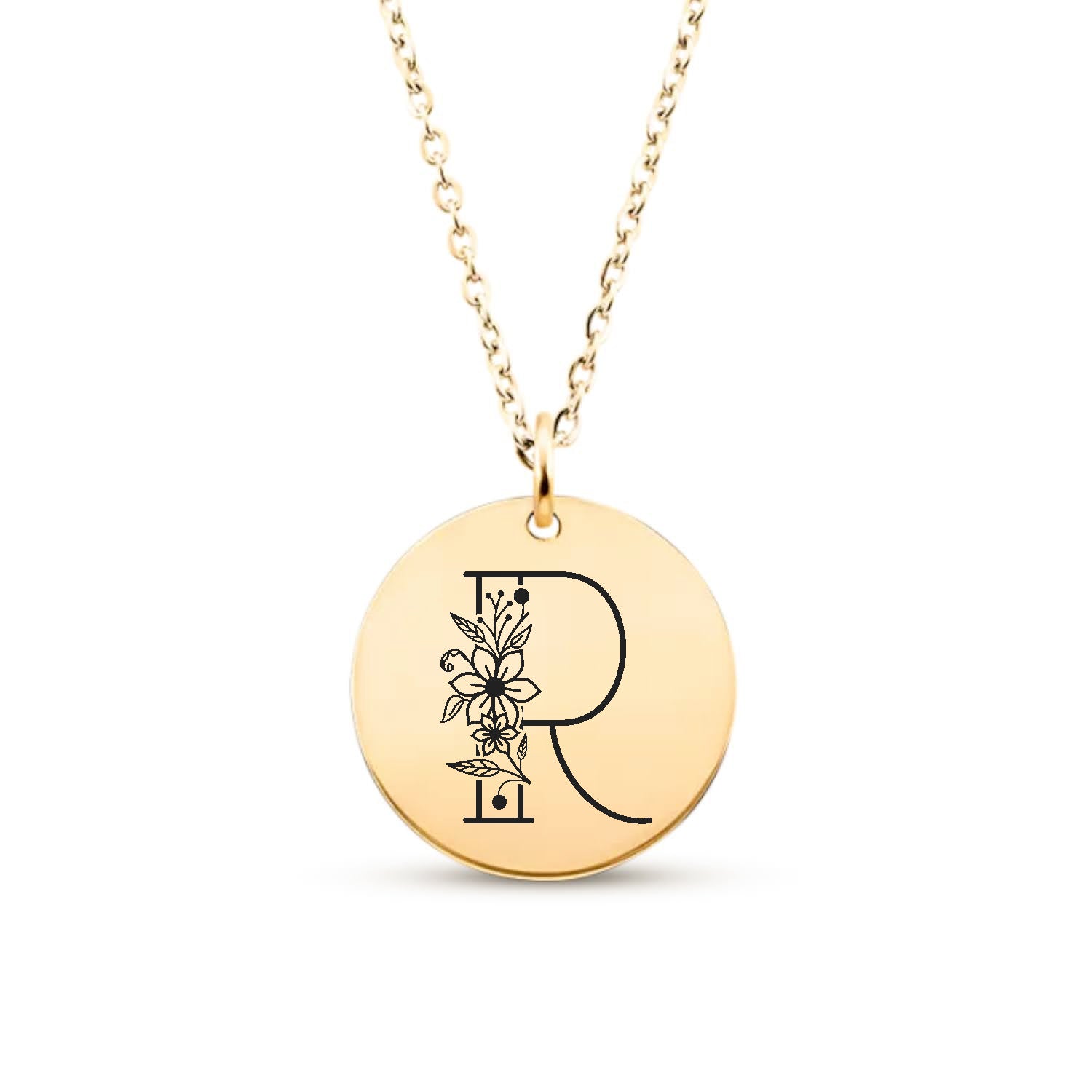 Collier classique avec lettre fleurie