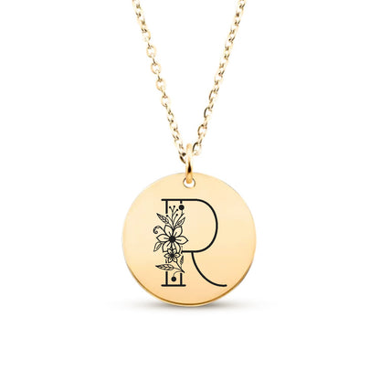 Collier classique avec lettre fleurie