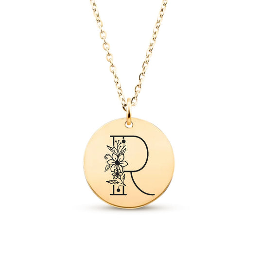 Collier classique avec lettre fleurie