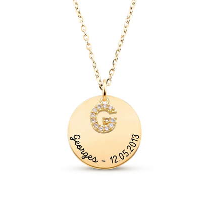 Collier avec lettre zircon à personnaliser