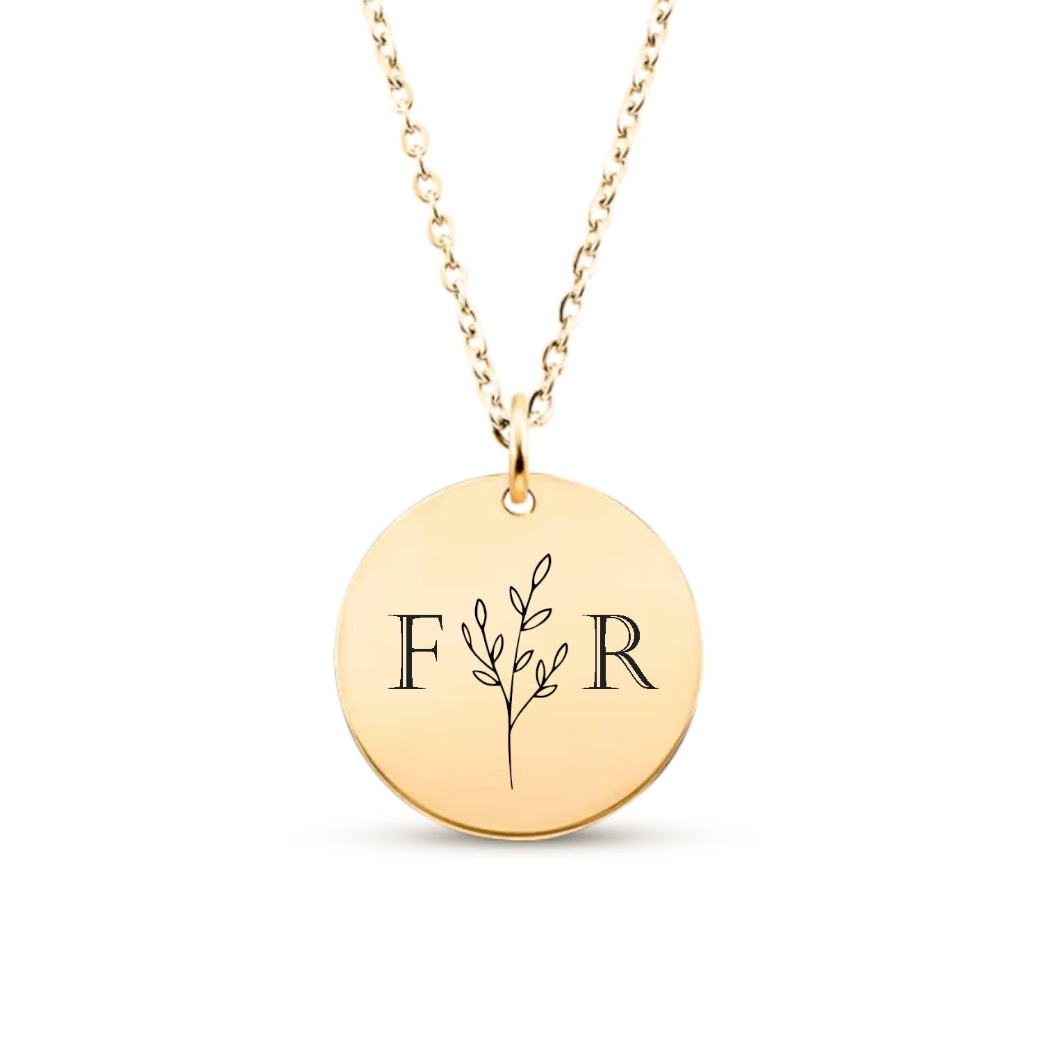 Collier avec initiales personnalisées et feuille