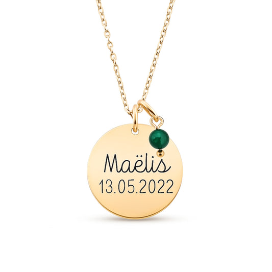 Collier personnalisable avec médaille et pierre fine