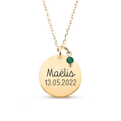 Collier personnalisable avec médaille et pierre fine