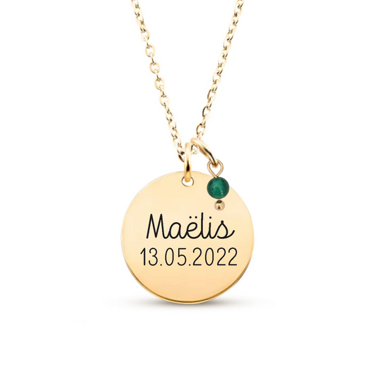 Collier personnalisable avec médaille et pierre fine