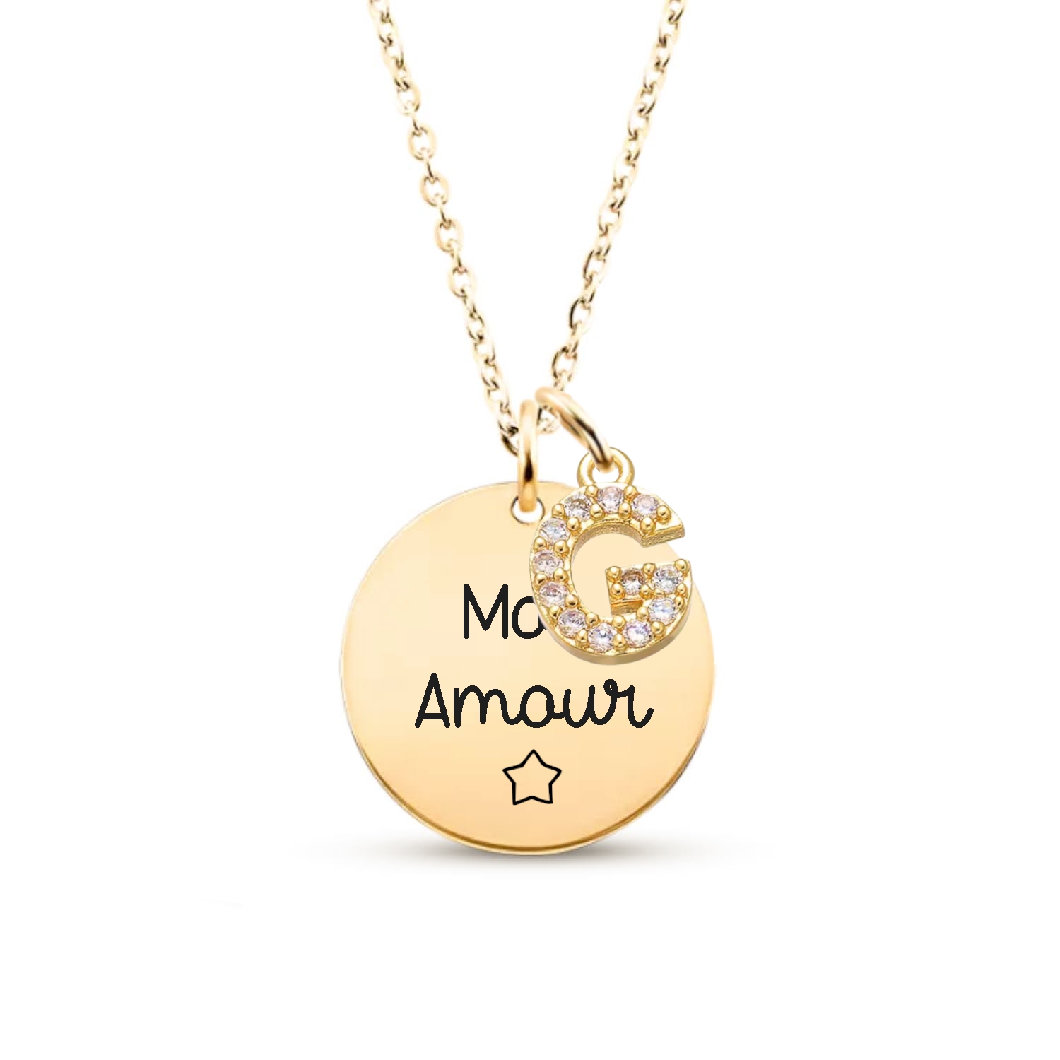 Collier avec lettre zircon