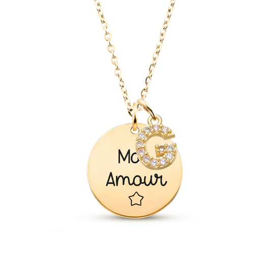 Collier avec lettre zircon