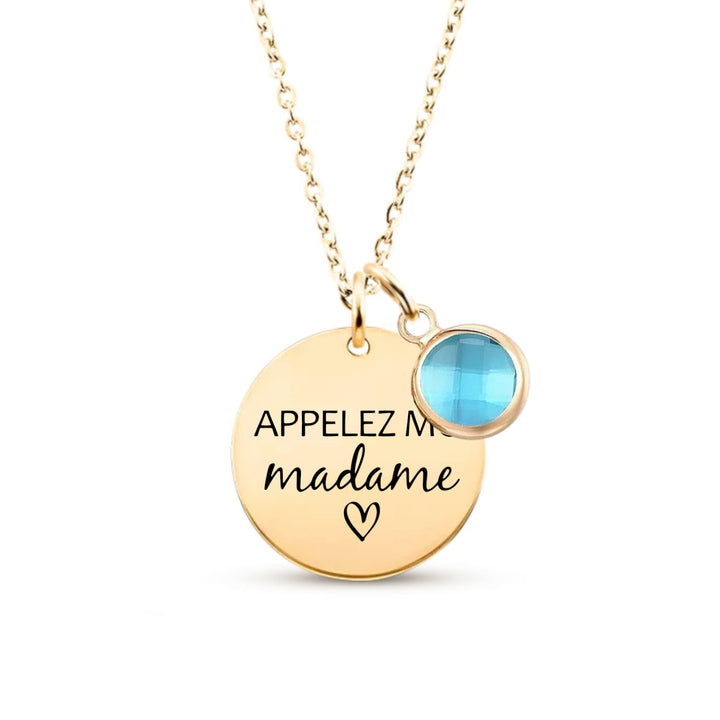 Collier pour EVJF à graver avec pierre de naissance