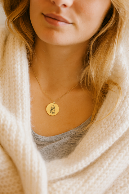 Collier naissance gravé “maman & bébé” en acier inoxydable