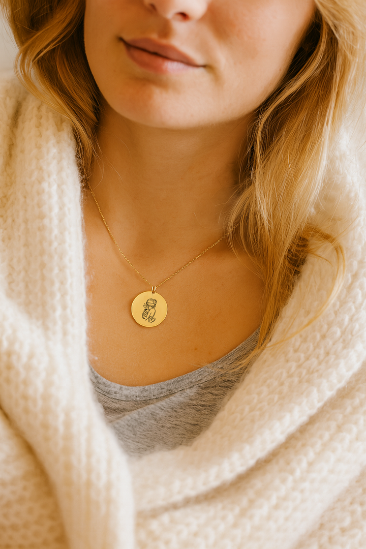 Collier personnalisé femme gravé “maman &amp; bébé” - Cadeau de naissance