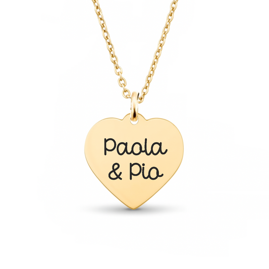 Collier personnalisé à graver avec médaille coeur
