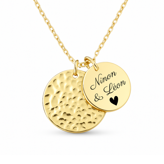 Collier personnalisable avec deux médailles en acier inoxydable