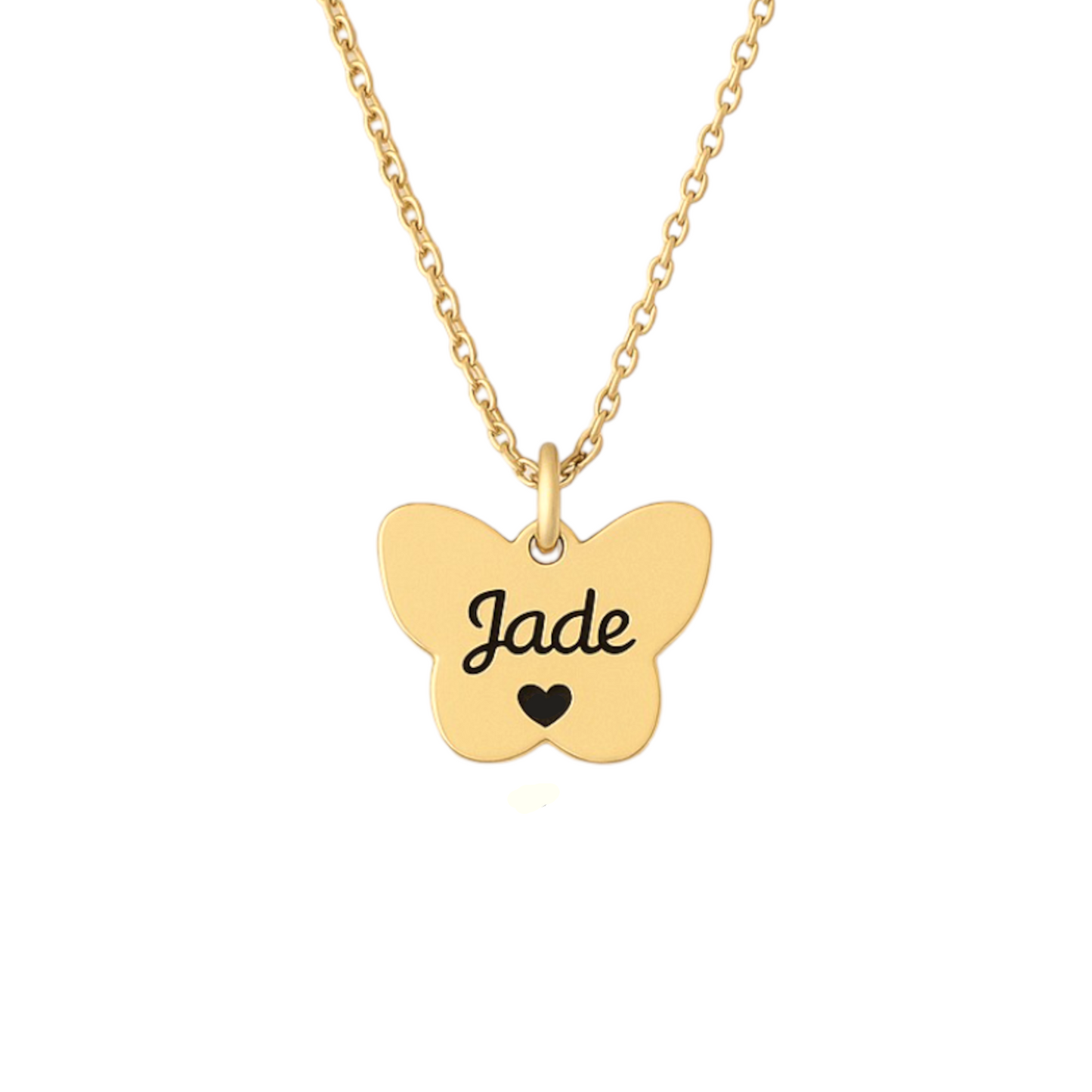 Collier personnalisé à graver avec médaille papillon