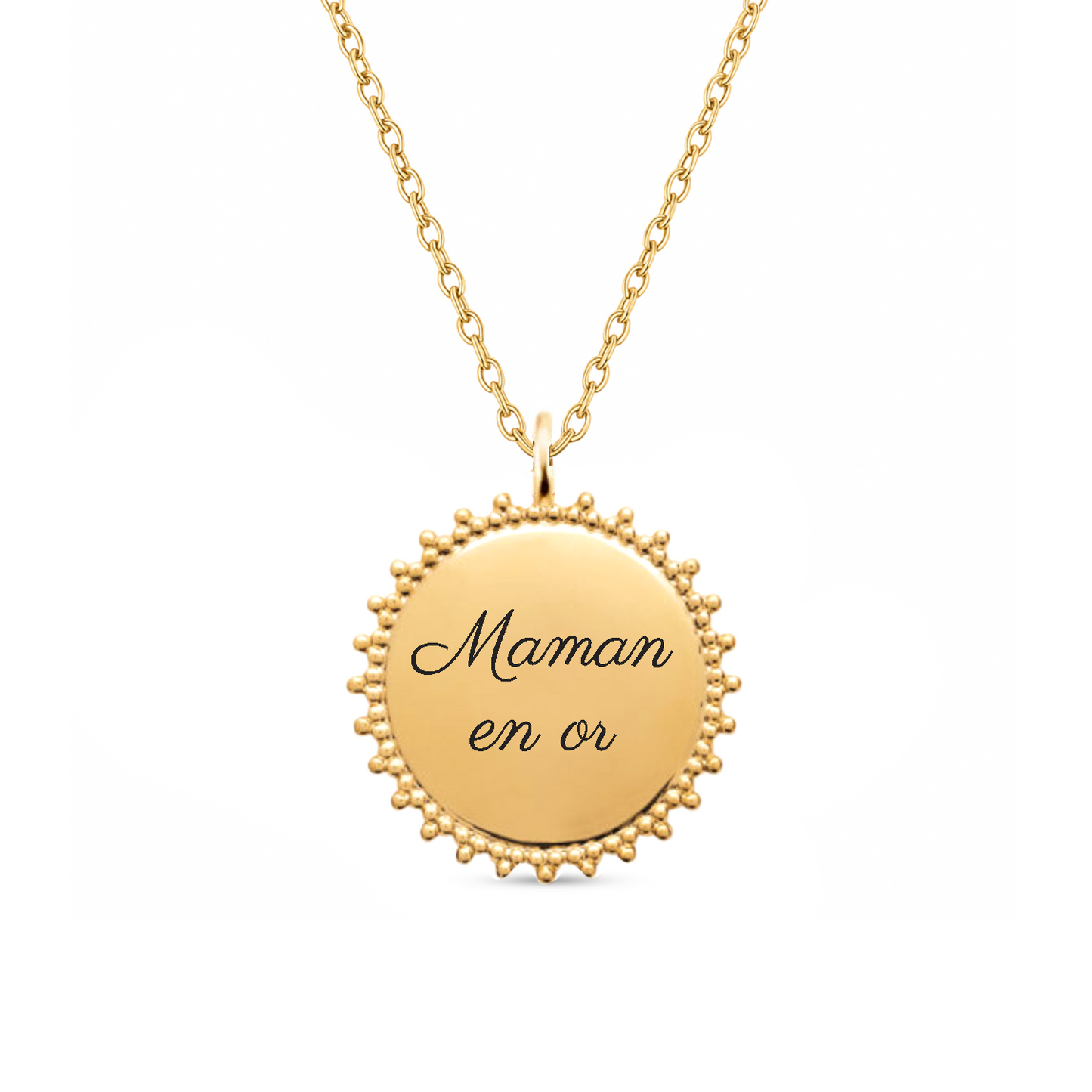 Collier à graver avec médaille soleil