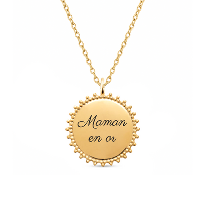 Collier à graver avec médaille soleil