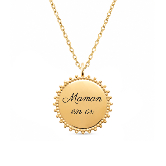 Collier à graver avec médaille soleil