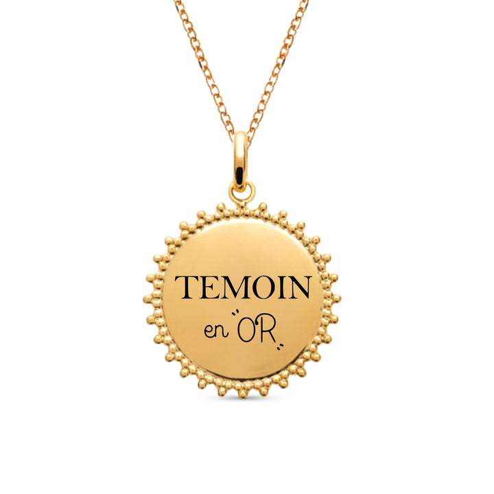 Collier personnalisé à graver avec médaille soleil