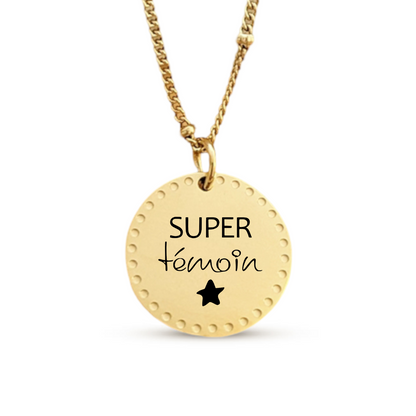 Collier pour EVJF à graver avec médaille poinçonnée