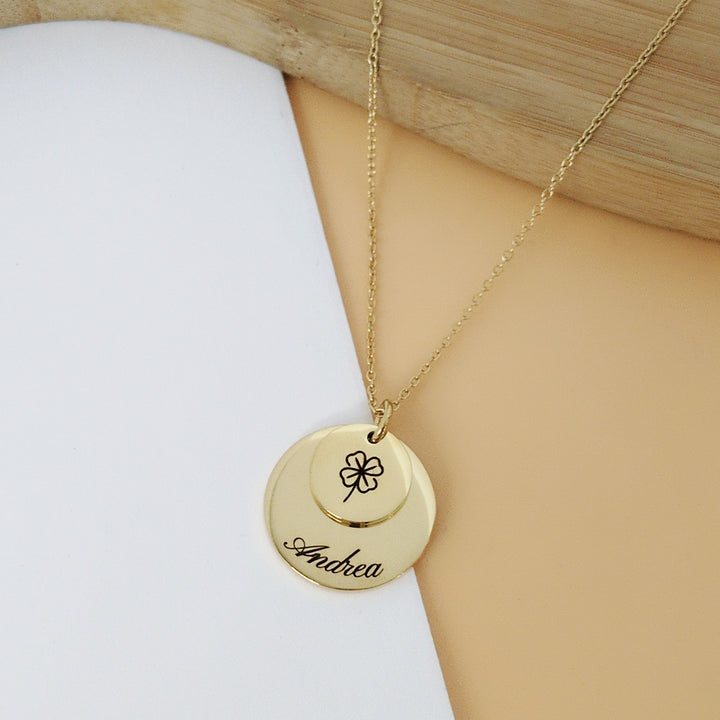 Collier personnalisé double médailles