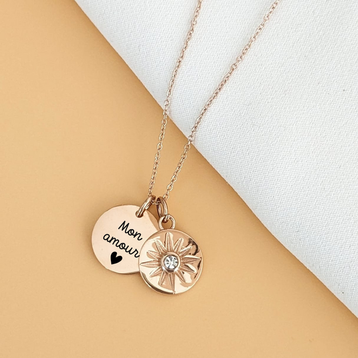 Collier à graver avec médaille zircon - Bliche