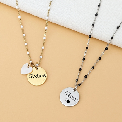 Collier court à graver avec émail