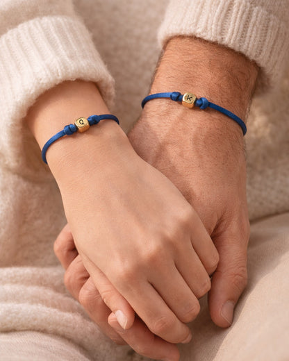 Duo homme et femme avec perles cubes à personnaliser - Cadeau couple