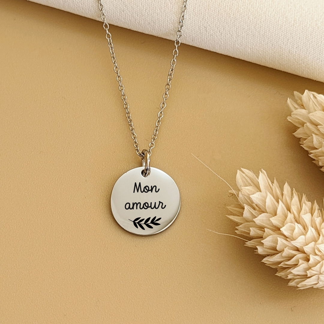Collier à graver avec médaille ronde - Bliche