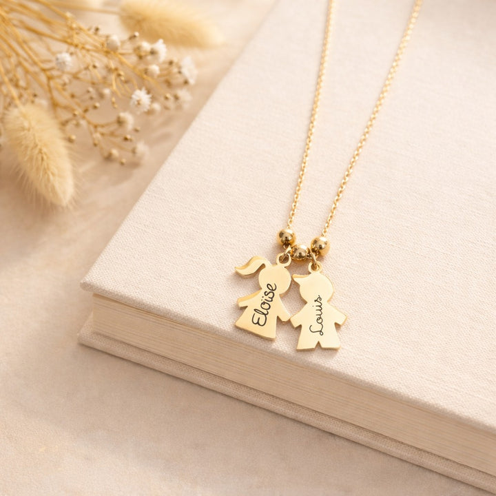 Collier personnalisé femme avec pendentifs enfants - Bijoux acier inoxydable