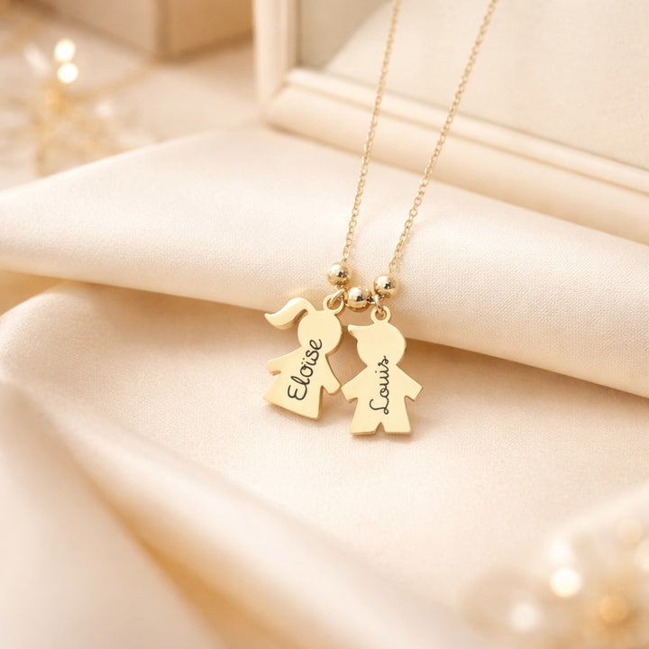 Collier personnalisé femme avec pendentifs enfants - Bijoux acier inoxydable