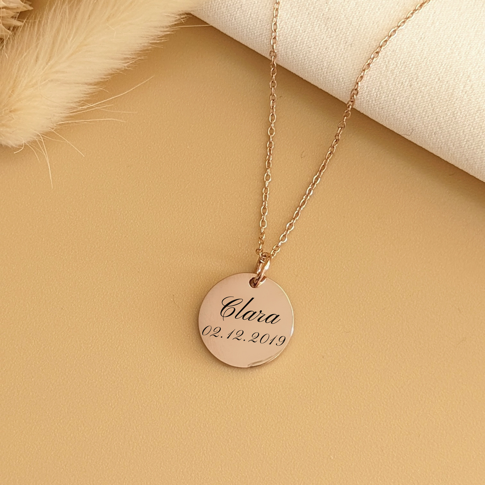 Collier à graver avec médaille ronde - Bliche