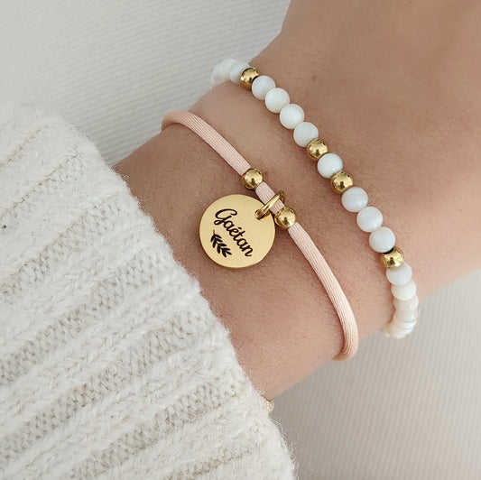 Bracelet personnalisé en cordon avec médailles - Cadeau personnalisé femme
