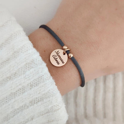 Bracelet personnalisé en cordon avec médailles - Cadeau personnalisé femme