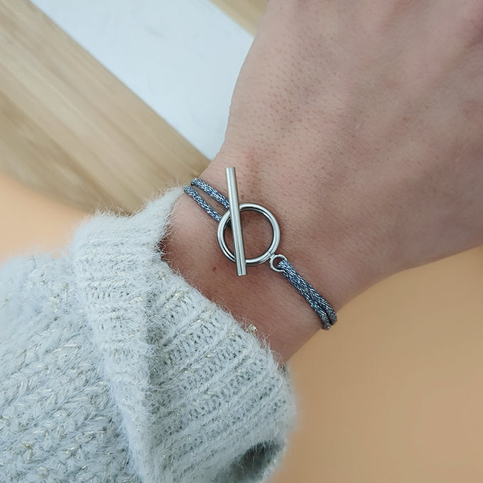 Bracelet personnalisé cordon brillant avec grand fermoir