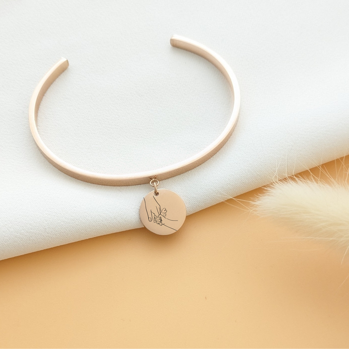 Bracelet à graver jonc personnalisé avec médaille à – emballage cadeau Bliche