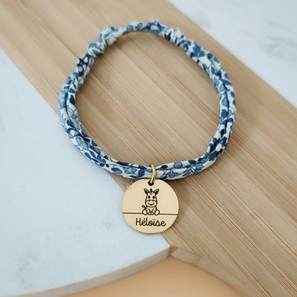 Bracelet personnalisé liberty avec médaille animaux
