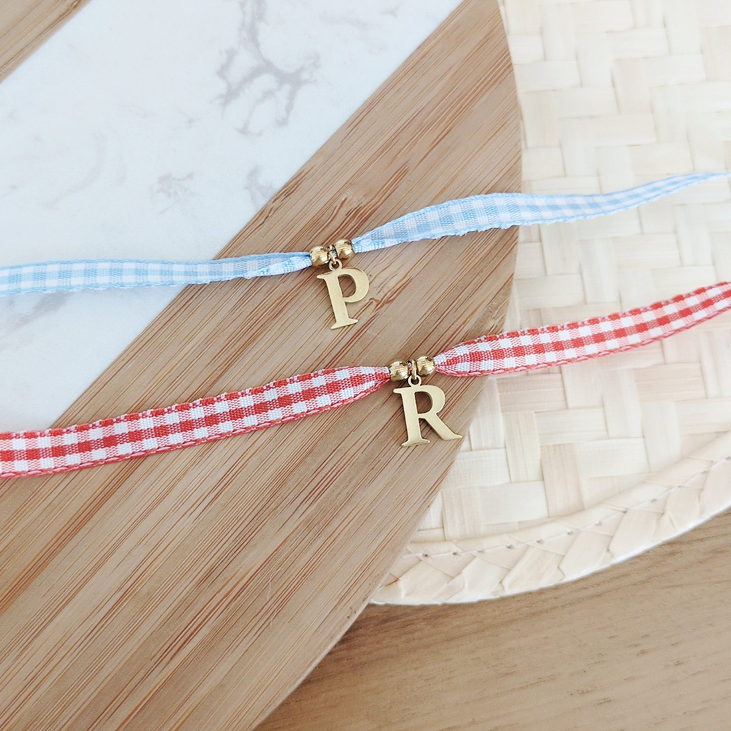 Pack Invités n1 : Bracelet Vichy avec Initiale