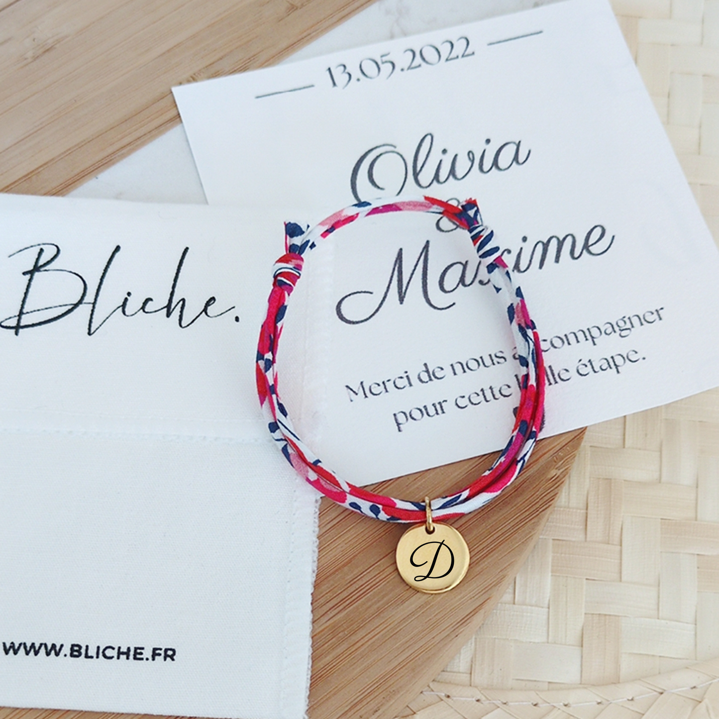 Pack Invités n6 : Bracelet Liberty avec initiale gravée