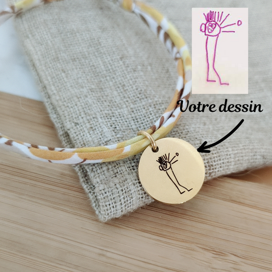 Bracelet personnalisé Liberty avec dessin à graver - Bracelet personnalisé photo