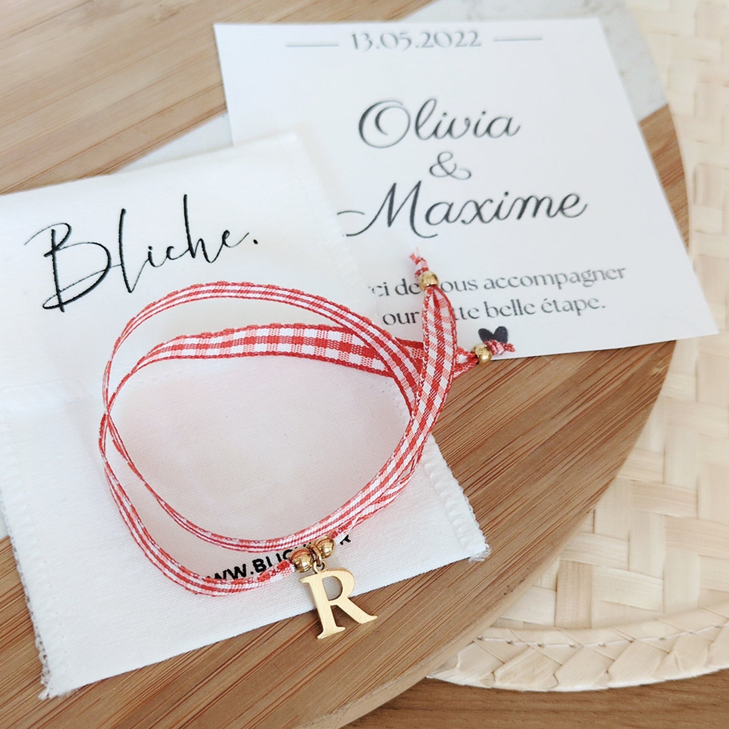 Pack Invités n1 : Bracelet Vichy avec Initiale