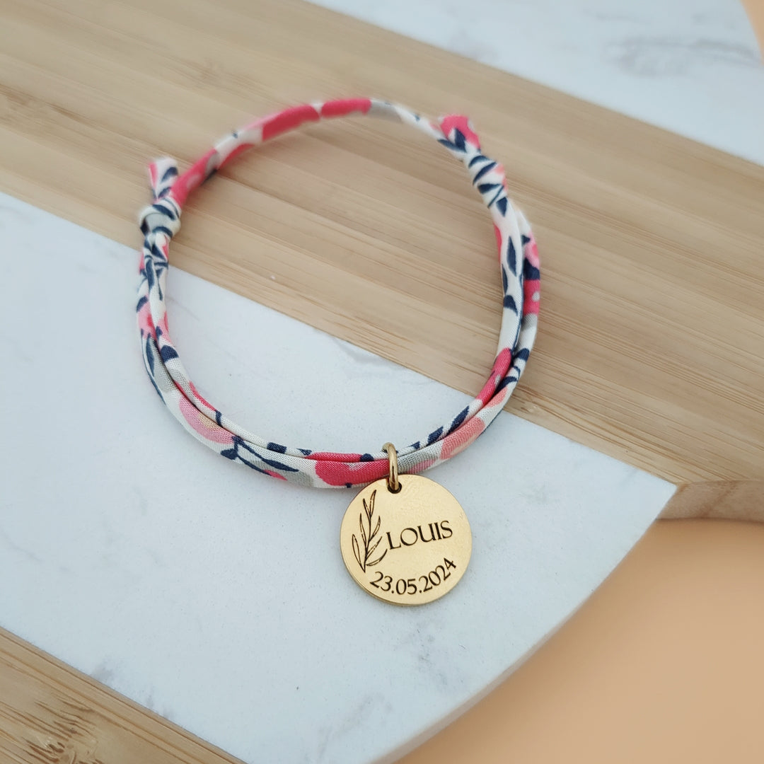 Bracelet Liberty à graver avec feuille - Bracelet personnalisé