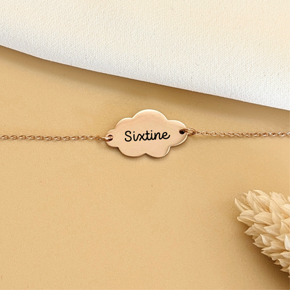 Bracelet avec médaille nuage à graver