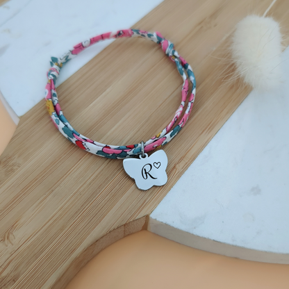 Bracelet liberty personnalisé avec papillon à graver