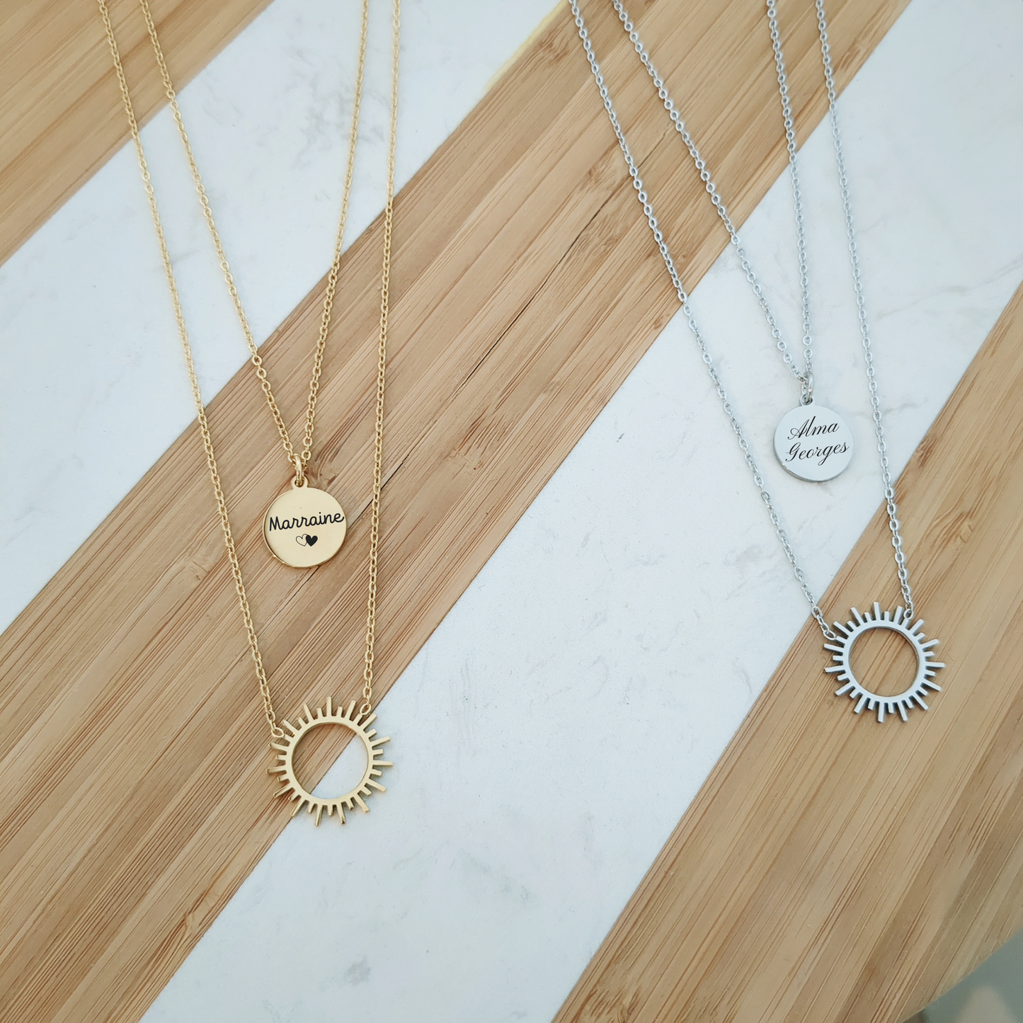 Collier double rang avec soleil